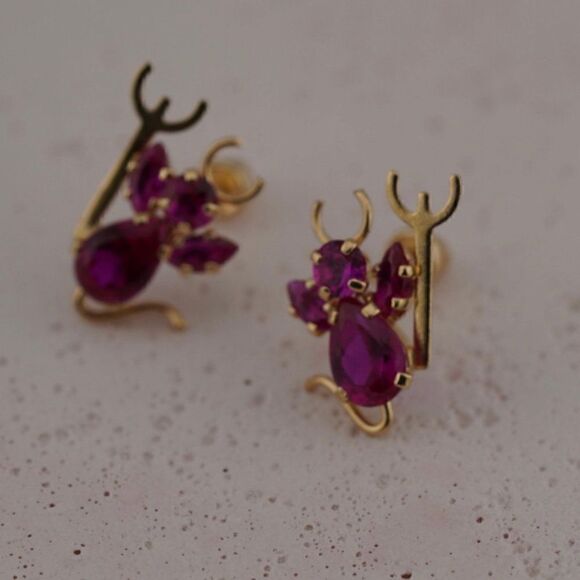 14k Real Gold Stud Earrings | Devil Stud Earrings | Birthday Gift | - Picture 2 of 8
